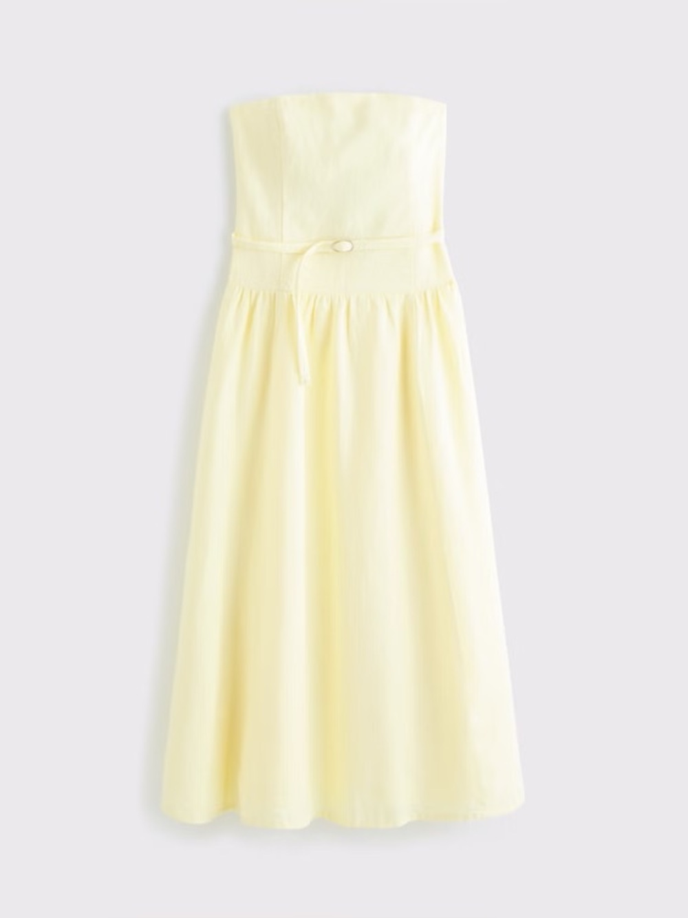 Abercrombie & Fitch Strapless Midi Dress in Light Yellow - Picture 4 of 4